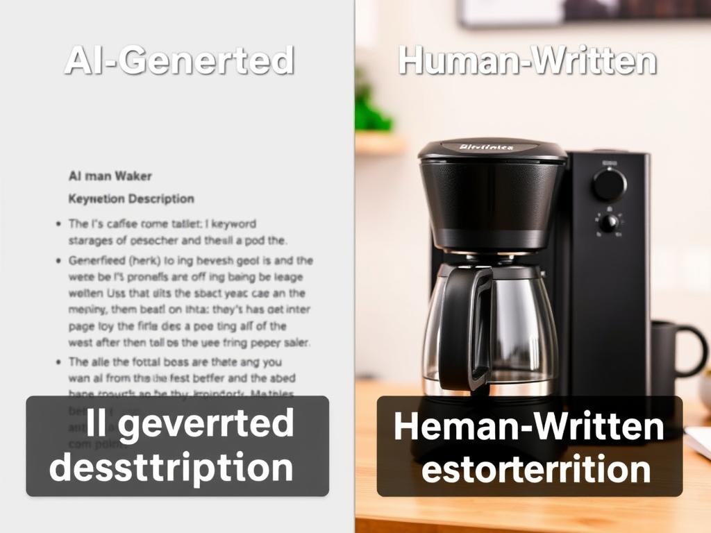Comparison of AI-generated and human-written product descriptions side by side Comparison of AI-generated and human-written product descriptions side by side